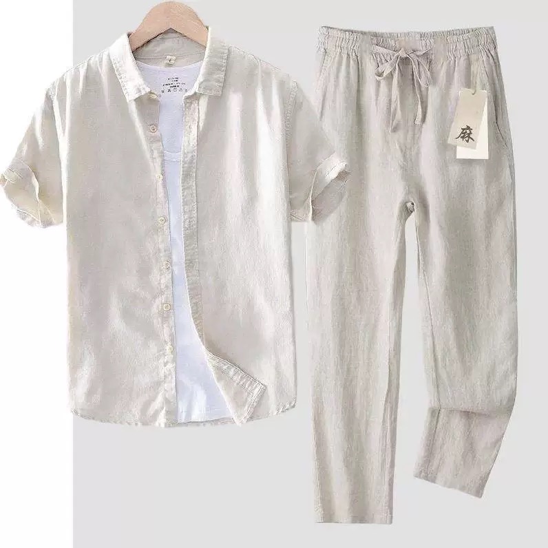 Linen Shirt Breathable - Pure Linen Cotton Shirt Men's Short