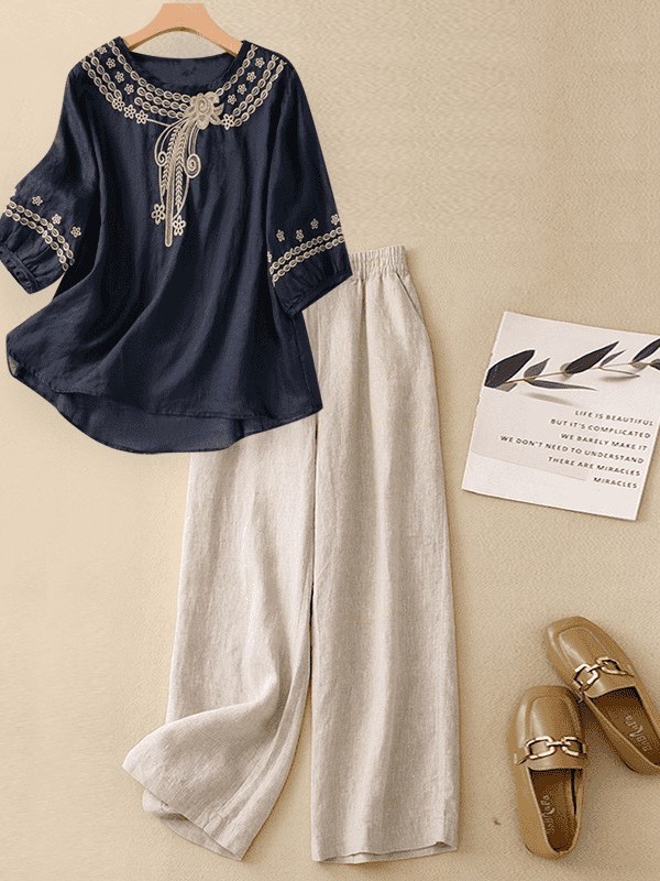 High-End Cotton Linen Set Wome - đánh giá và giá Linen Shirt Breathable