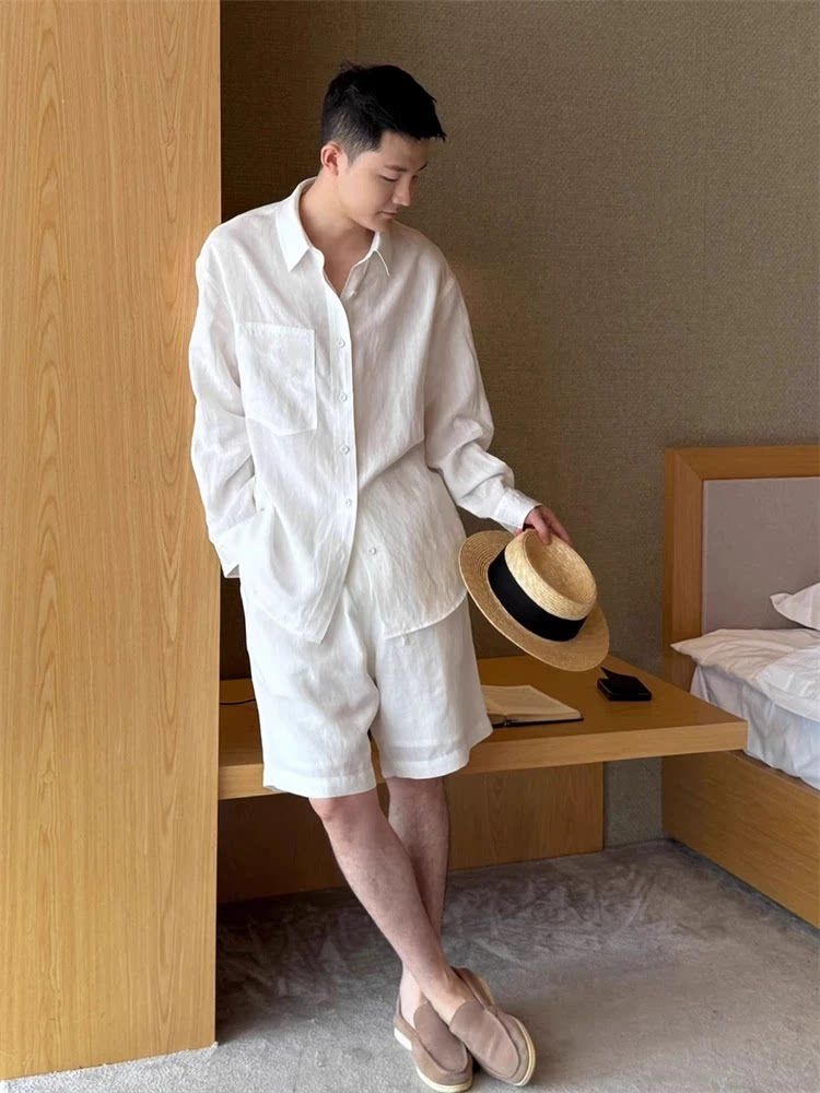Summer Fashionable Linen Set M - đánh giá và giá Linen Shirt Breathable