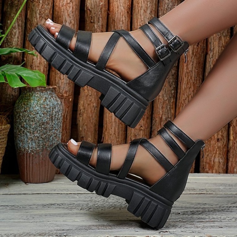 Roman Style Hollow Thick Heel  - đánh giá và giá Espadrille Slip On