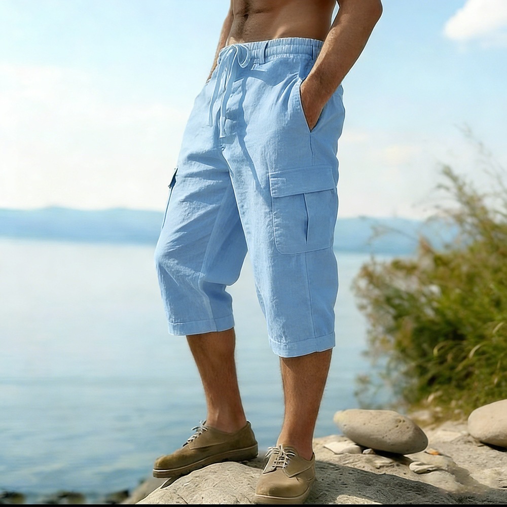 Men Summer Cotton Linen Shorts - đánh giá và giá Short Linen Drawstring